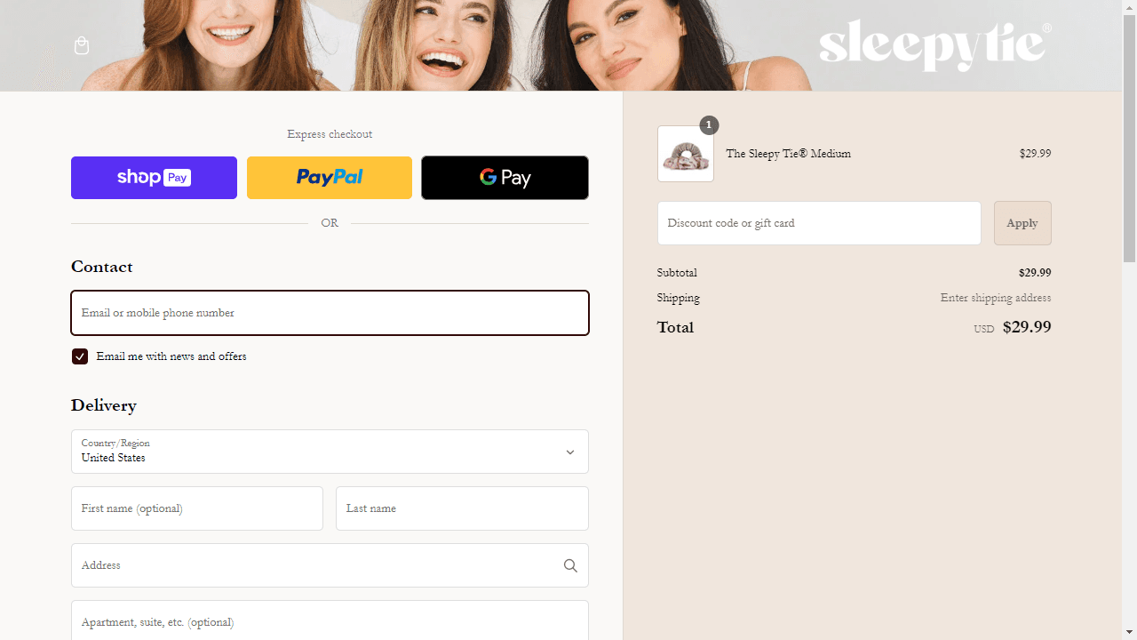 How to apply Sleepy Tie coupon code